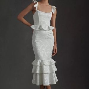 Corset Ruffled Tiered Midi Dress